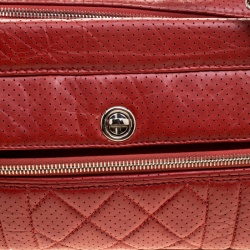 Pre Owned حقيبة كتف شانيل 50s جلد مخرمة حمراء