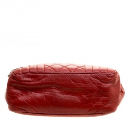 Pre Owned حقيبة كتف شانيل 50s جلد مخرمة حمراء