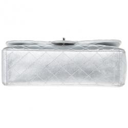 مملوكة مسبقًا Chanel Metallic Silver Leather Maxi Flap Bag