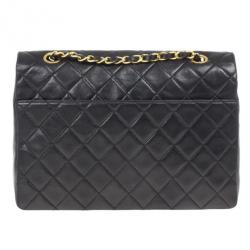 Pre Owned Chanel Vintage Black Quilted Lambskin Classic Flap Bag