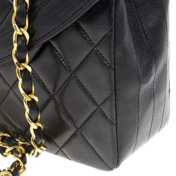 Pre Owned Chanel Vintage Black Quilted Lambskin Classic Flap Bag