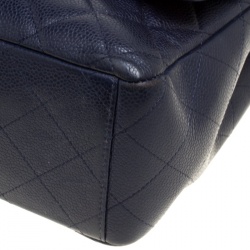 Pre Owned حقيبة شانيل ماكسي كلاسيك جلد مبطن بقلاب مزدوج سوداء