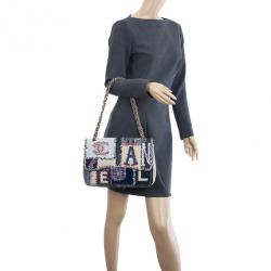 Pre Owned Chanel Multiclor Leather Patchwork Jumbo Classic Flap Bag