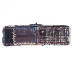 Pre Owned Chanel Multiclor Leather Patchwork Jumbo Classic Flap Bag