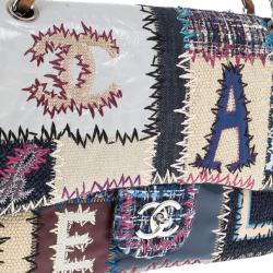 Pre Owned Chanel Multiclor Leather Patchwork Jumbo Classic Flap Bag