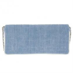 مملوكة مسبقًا حقيبة شانيل شوكوليت بار إيست-وست دنيم أزرق وسط