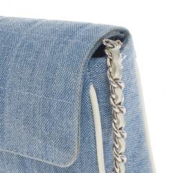 مملوكة مسبقًا حقيبة شانيل شوكوليت بار إيست-وست دنيم أزرق وسط