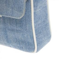 مملوكة مسبقًا حقيبة شانيل شوكوليت بار إيست-وست دنيم أزرق وسط