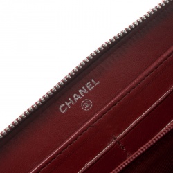 Chanel Red Quilted Leather Zip Around Long Wallet