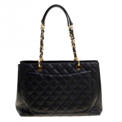 Pre Owned حقيبة شانيل غراند GST شوبر جلد كافيار أسود مبطن 