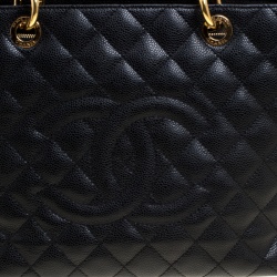 Pre Owned حقيبة شانيل غراند GST شوبر جلد كافيار أسود مبطن 