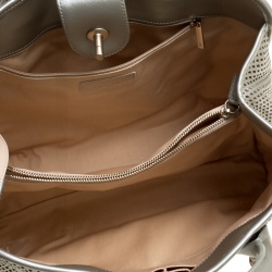 Pre Owned Chanel Grey Perforated Leather Up in the Air Tote 