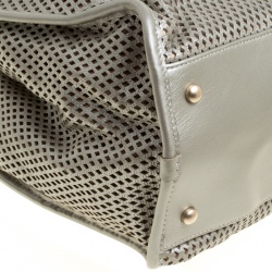 Pre Owned Chanel Grey Perforated Leather Up in the Air Tote 