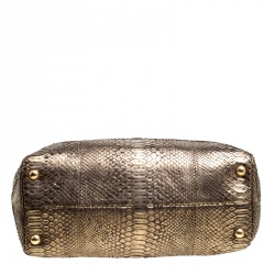 Pre Owned حقيبة يد شانيل شوبينغ ثعبان ذهبية ميتالك