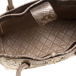 Pre Owned حقيبة يد شانيل شوبينغ ثعبان ذهبية ميتالك