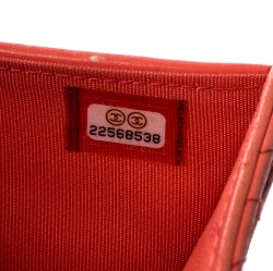 Chanel Orange Chevron Leather CC Long Wallet