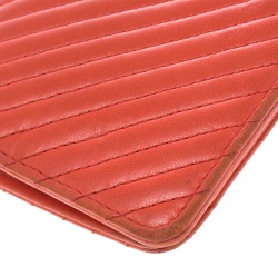 Chanel Orange Chevron Leather CC Long Wallet