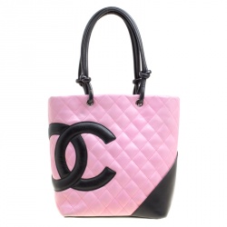 Chanel Pink/Black Quilted Leather Small Ligne Cambon Bucket Tote Chanel