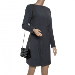 Pre Owned Chanel Black Pearl Quilted Velvet WOC Wallet