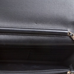 Pre Owned Chanel Black Pearl Quilted Velvet WOC Wallet