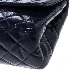 Pre Owned Chanel Blue Quilted Patent Leather Reissue 2.55 Classic 227 Flap Bag