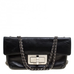 Pre Owned Chanel Black Leather Giant Reissue Flap Shoulder Bag