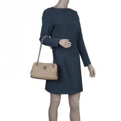 Pre Owned Chanel Beige Caviar Small CC Crown Camera Case