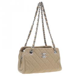 Pre Owned Chanel Beige Caviar Small CC Crown Camera Case