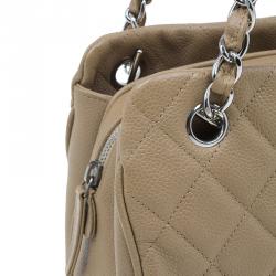 Pre Owned Chanel Beige Caviar Small CC Crown Camera Case