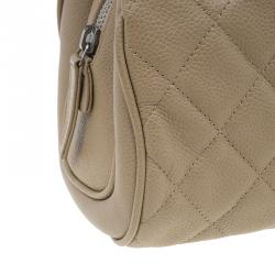 Pre Owned Chanel Beige Caviar Small CC Crown Camera Case