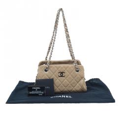 Pre Owned Chanel Beige Caviar Small CC Crown Camera Case