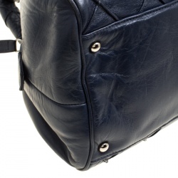 مملوكة مسبقًا Chanel Navy Blue Quilted Leather CC Bowler Bag