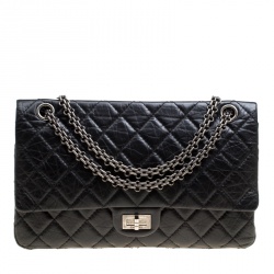 Pre Owned Chanel Black Quilted Leather Reissue 2.55 Classic 226 Flap Bag