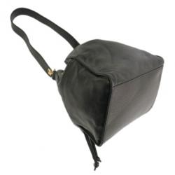 Pre Owned Chanel Black Lambskin Drawstring Hobo