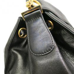 Pre Owned Chanel Black Lambskin Drawstring Hobo