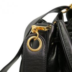 Pre Owned Chanel Black Lambskin Drawstring Hobo