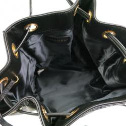 Pre Owned Chanel Black Lambskin Drawstring Hobo