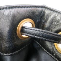Pre Owned Chanel Black Lambskin Drawstring Hobo