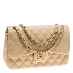 Pre Owned حقيبة شانيل قلاب مزدوج كلاسيك جامبو جلد مبطنة زرقاء