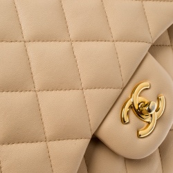 Pre Owned حقيبة شانيل قلاب مزدوج كلاسيك جامبو جلد مبطنة زرقاء