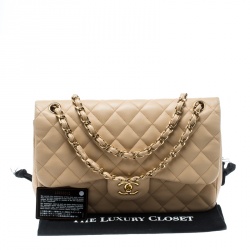 Pre Owned حقيبة شانيل قلاب مزدوج كلاسيك جامبو جلد مبطنة زرقاء