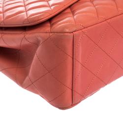 Pre Owned Chanel Red Quilted Leather Maxi Classic Single Flap Bag
