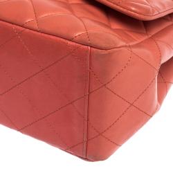 Pre Owned Chanel Red Quilted Leather Maxi Classic Single Flap Bag