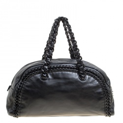 Pre Owned Chanel Black Leather CC Chain Around Bowling Bag
