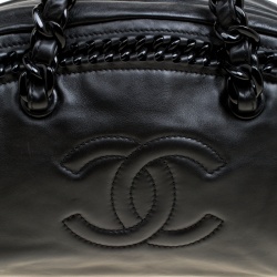 Pre Owned Chanel Black Leather CC Chain Around Bowling Bag