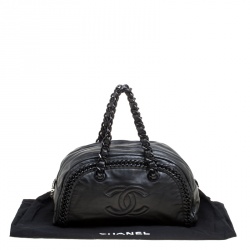 Pre Owned Chanel Black Leather CC Chain Around Bowling Bag