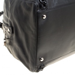Pre Owned Chanel Black Leather CC Chain Around Bowling Bag