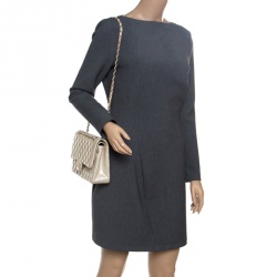 مملوكة مسبقًا Chanel Metallic Beige Shimmering Quilted Leather Medium Classic Double Flap Bag