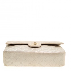 مملوكة مسبقًا Chanel Metallic Beige Shimmering Quilted Leather Medium Classic Double Flap Bag