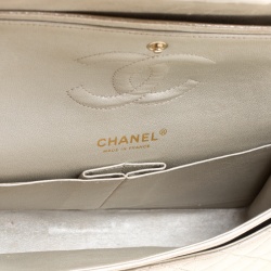 مملوكة مسبقًا Chanel Metallic Beige Shimmering Quilted Leather Medium Classic Double Flap Bag